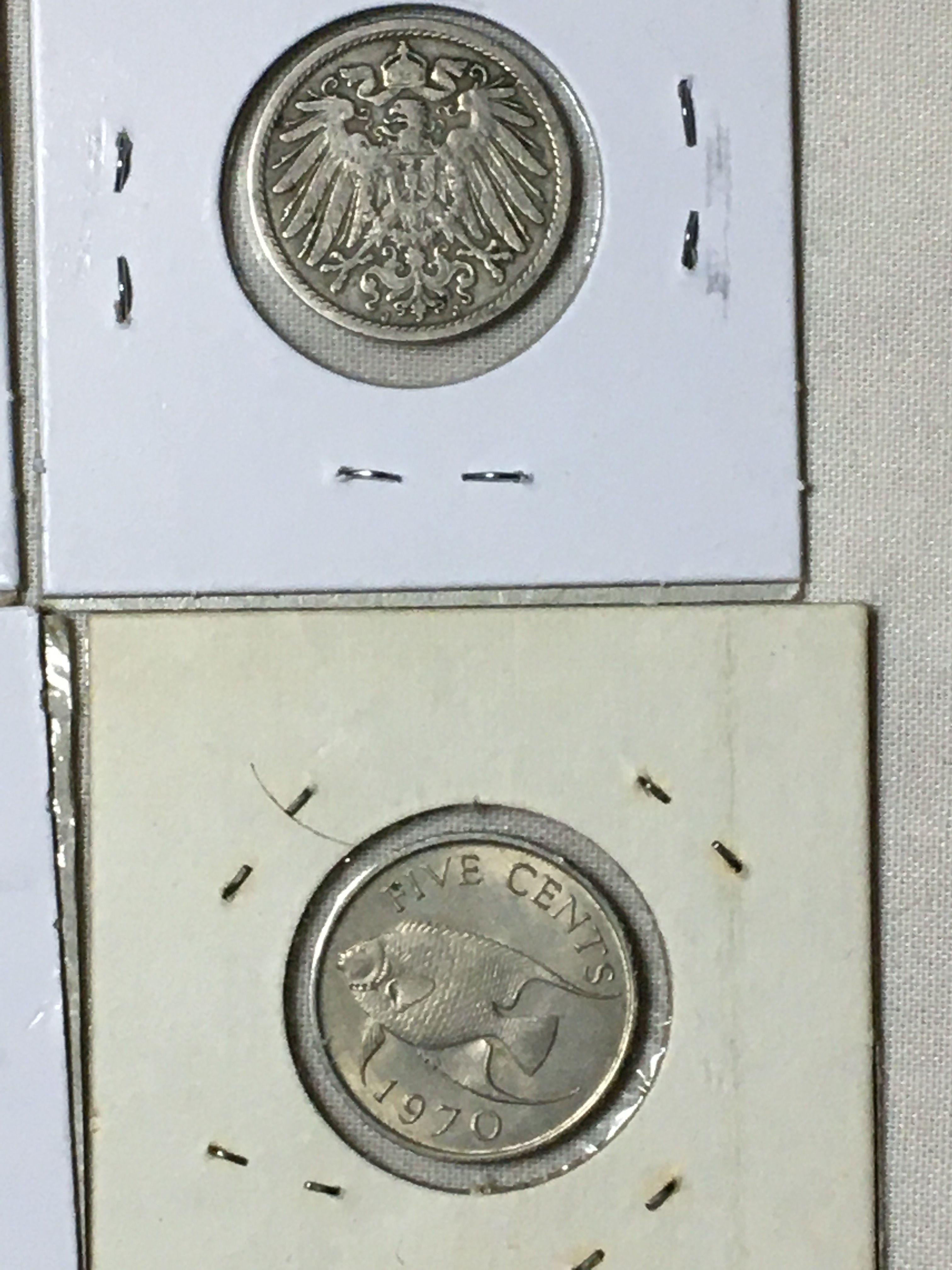 (5) Foreign Coins Bermuda, Germany, Cuba