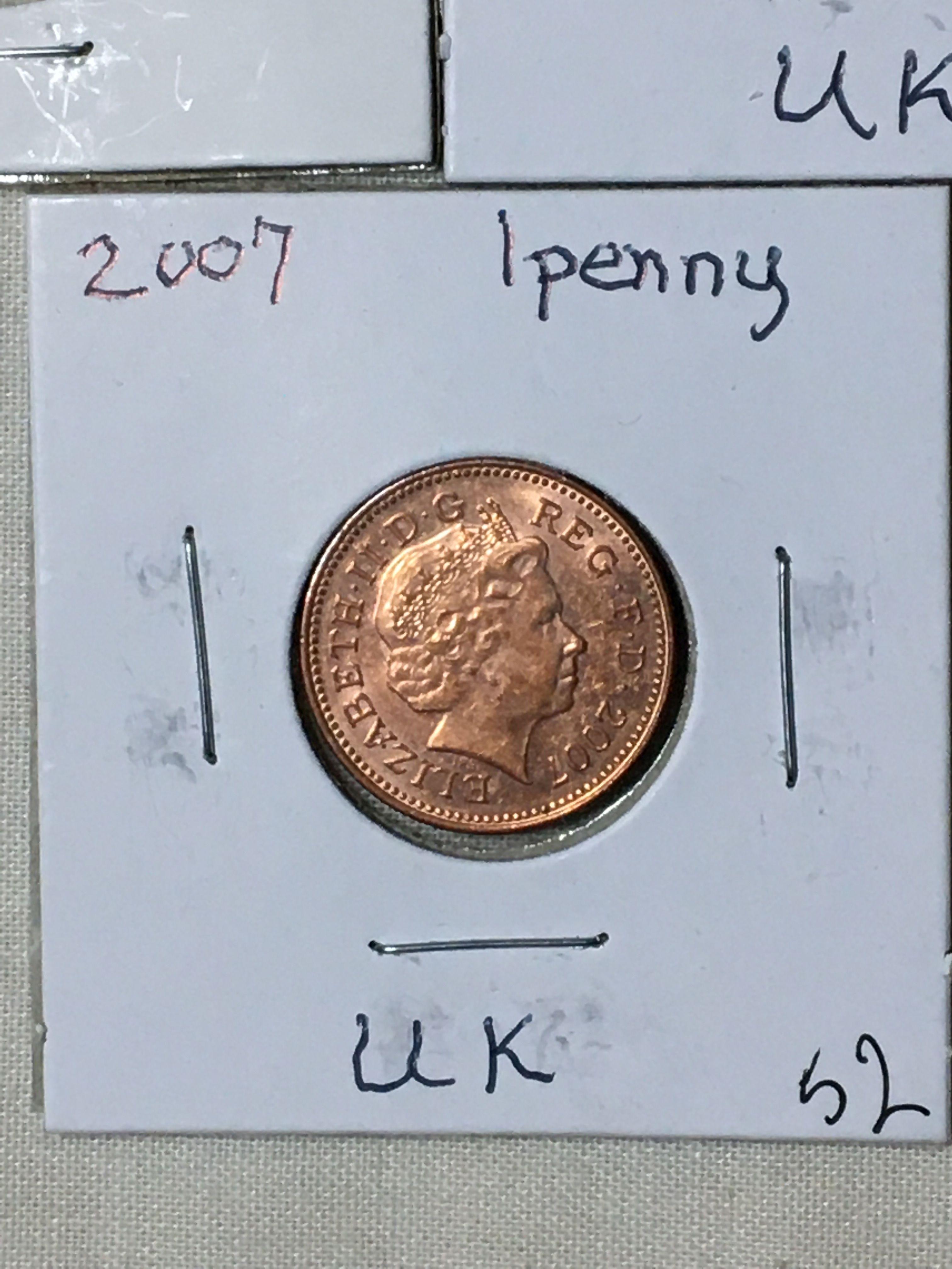 (3) United Kingdom Coins 1 Penny, 2 Pence