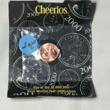 2000 Cheerios Lincoln Cent With Certificate Of Authenticity