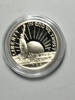 1986 S Proof $1 Silver Ellis Island & Half Dollar