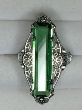 .925 Sterling Silver Ladies 4 Ct Green  Gemstone Ring