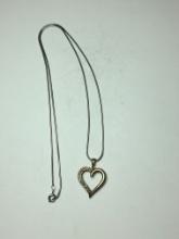 .925 Sterling Silver Ladies 20" Necklace Heart Pendant