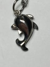 .925 Sterling Silver Ladies Dolphin Pendant On 18" Chain