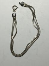 .925 Sterling Silver Foxtail 3 Strand Bracelet