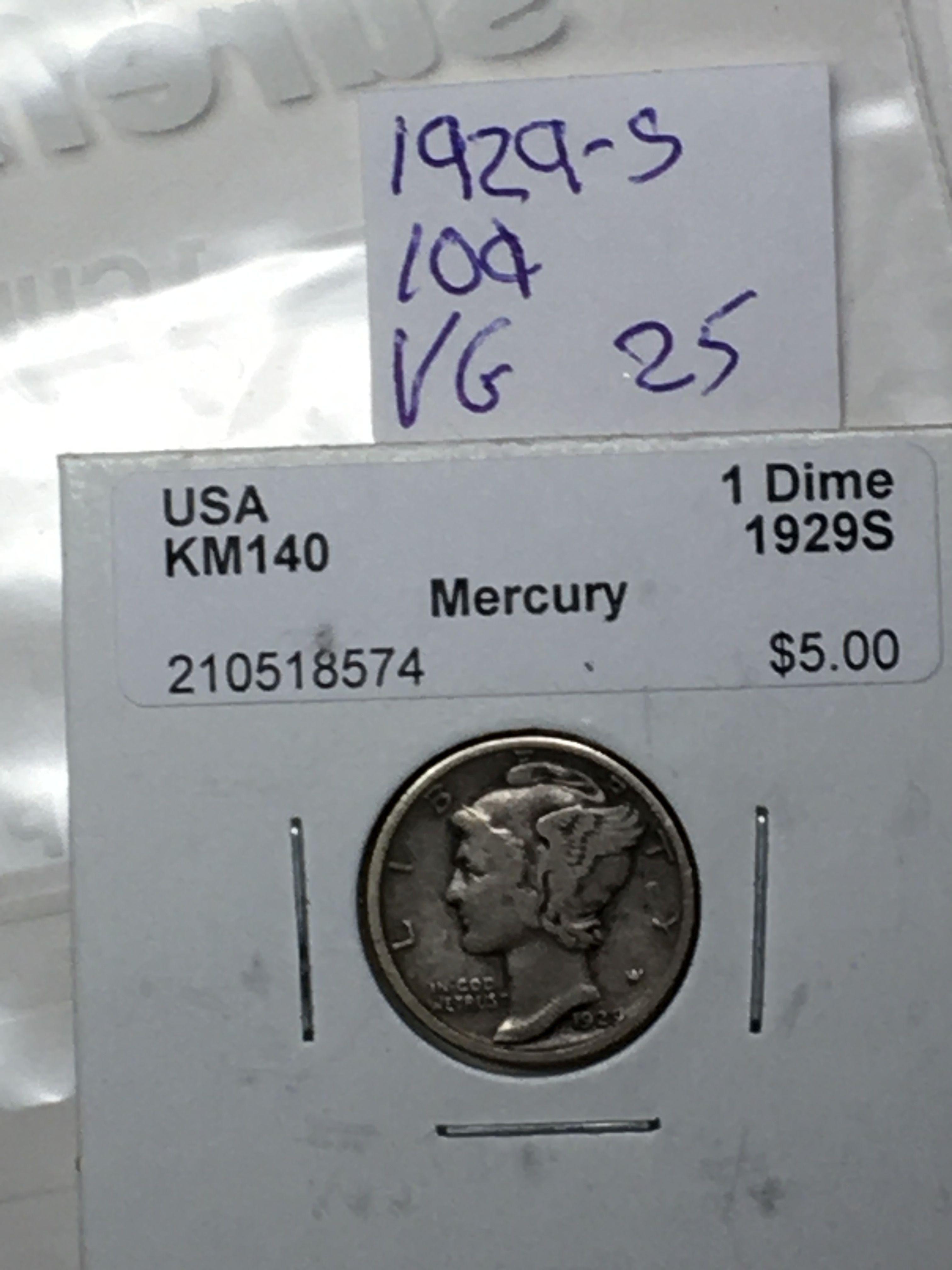 1929 S Mercury Dime