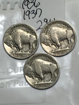 (3) Buffalo Nickels