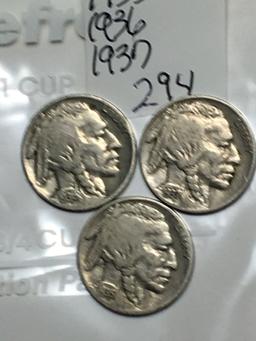 (3) Buffalo Nickels