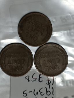 (3) Lincoln Wheat Cent 1937 P, D, & S