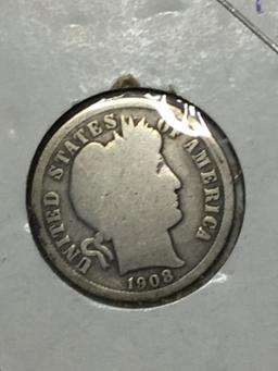 1908 S Barber Dime