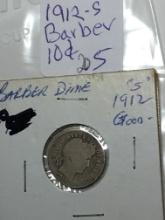 1912 S Barber Dime