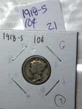 1918 S Mercury Dime