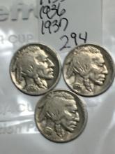 (3) Buffalo Nickels