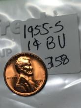 1955 S Lincoln Wheat Cent