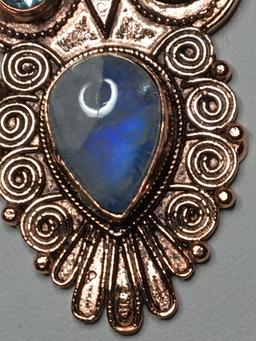 Copper Finish 2 1/8" A A A Handmade Detailed Moonstone Gemstone