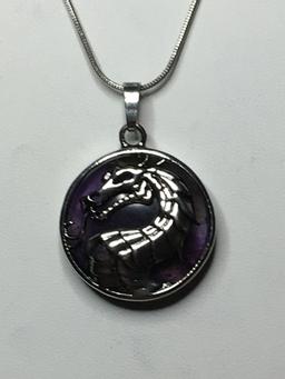 1 1/2" Awesome Handmade Purple Amethyst Dragon Pendant