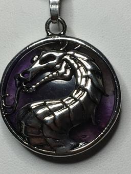 1 1/2" Awesome Handmade Purple Amethyst Dragon Pendant