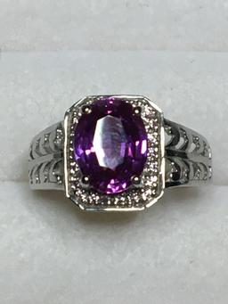 .925 A A A Exquisite 2.90 Kt Mozambique Oval Purple/blue Sapphire 