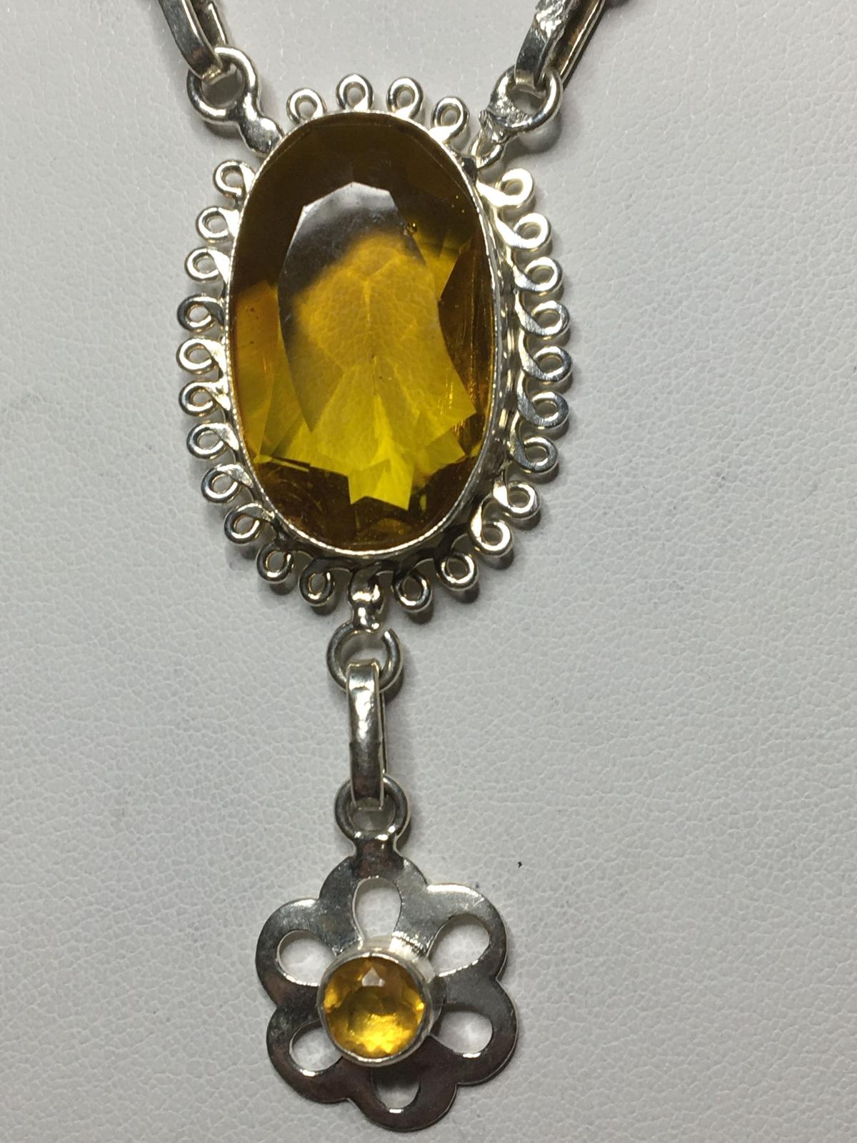 20" A A A Quality Exquisite Detailed Faceted Citrine Drop Necklace .925 S Clasp