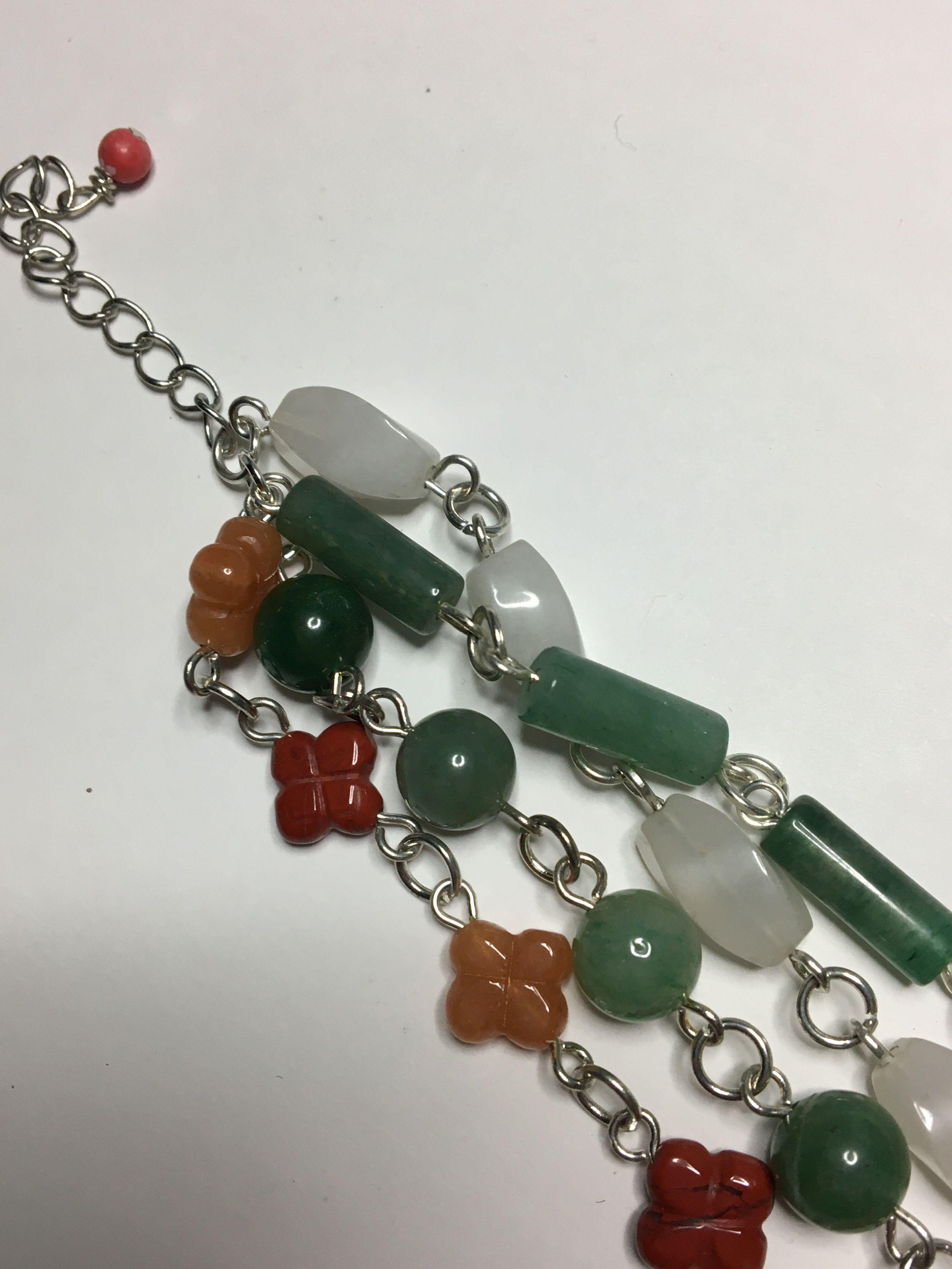 8"- 10" A A A Awesome Multi Gemstone 4 Strands Green Jade Aventurine Jasper Gemstone Bracelet