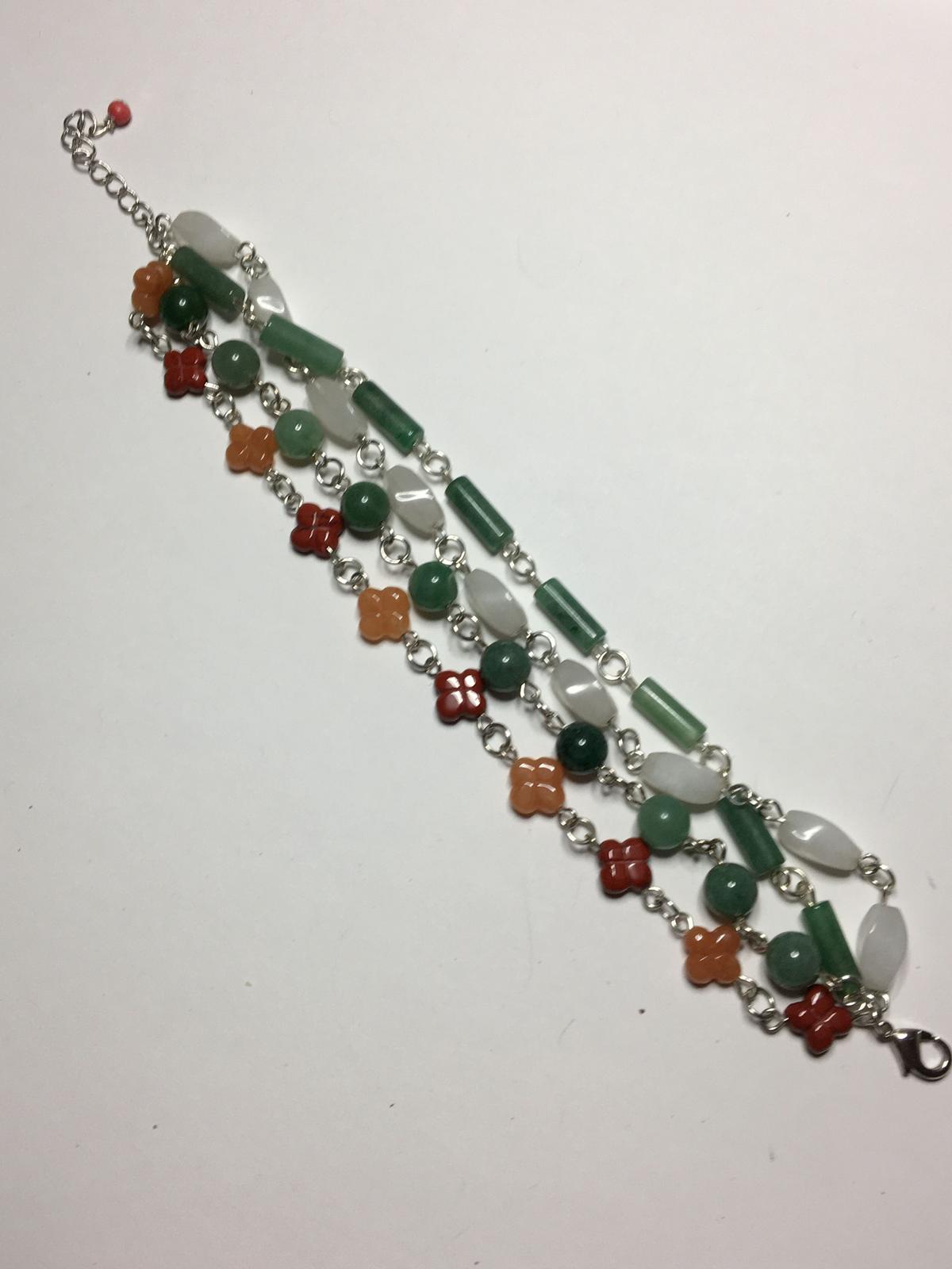 8"- 10" A A A Awesome Multi Gemstone 4 Strands Green Jade Aventurine Jasper Gemstone Bracelet