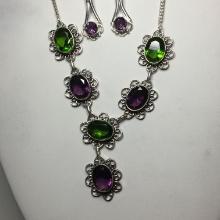 20" A A A Beautiful Detailed Amethyst Peridot Drop Necklace