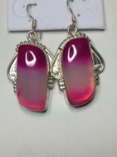 .925 1 1/2" A A A Gorgeous Pink Large Mozambique Botswana Earrings