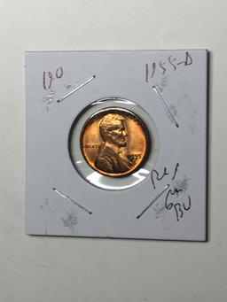 Lincoln Wheat Cent 1955 D Gem Red