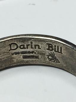 Antique  Sterling Silver And 12 Kt Gf Native Bracelet Stamped Darin Bill Designer 50 Grams Gallery