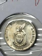 U S A Filipines 10 Centavos Silver Coin Gem 1944 D