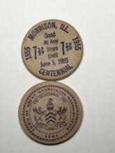 2 Wooden Nickels Vintage