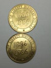Vintage Copper Token Lot Statue Of Liberty Bday 1886 To 1986 Lot Of 2