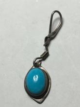 Sterling Silver Antique Native Pendant With Stunning Turquise Cabochan