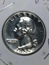 Washington Silver Quarter 1955 Proof Key Early Year Cameo