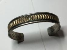 Antique  Sterling Silver And 12 Kt Gf Native Bracelet Stamped Darin Bill Designer 50 Grams Gallery