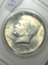 Kennedy Half 90% Silver 1964 Gem High Grade Blazer In Hard Plastic Case From O B W Roll