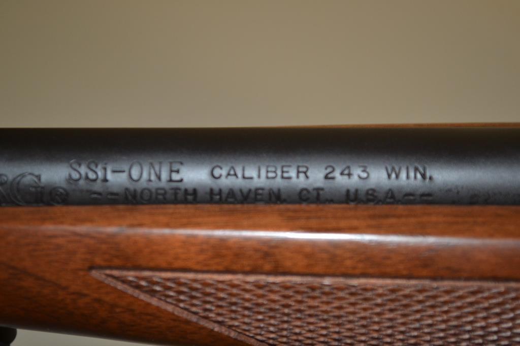 Gun. Mossberg Model SSI-ONE 243 cal Rifle
