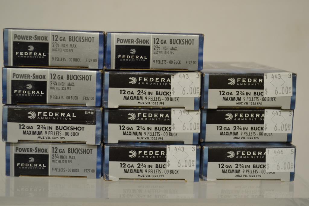 Ammo. Federal 12 ga Buckshot. 55 Rds.