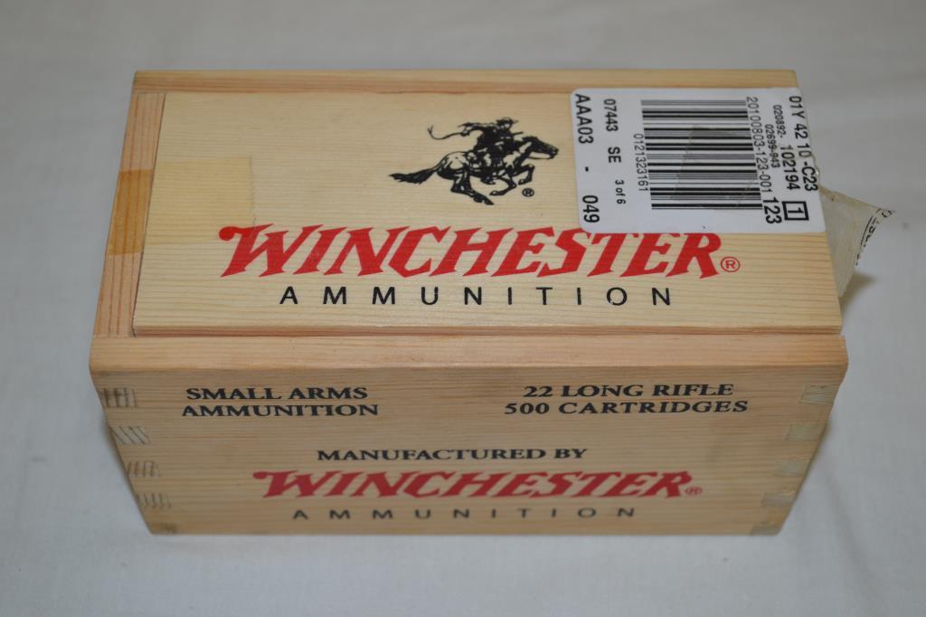 Ammo. Winchester 22 LR Brick, 500 Rds. Wooden Box