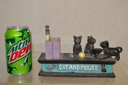 Cast Iron Mechanical Bank. Cat and Mouse