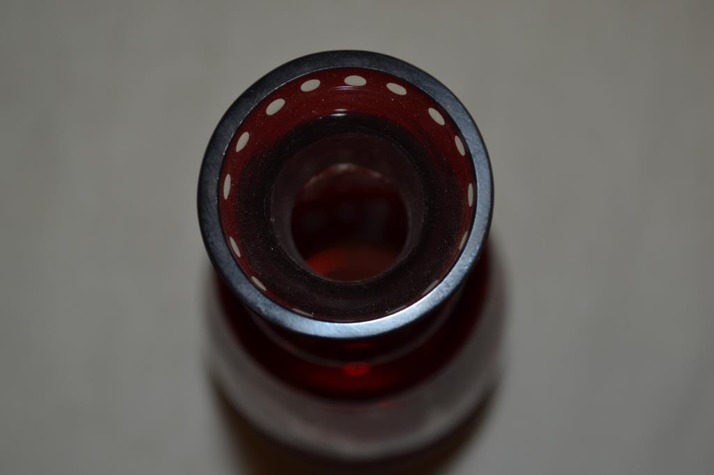 2 Czech Cut to Clear Ruby Glass Pieces