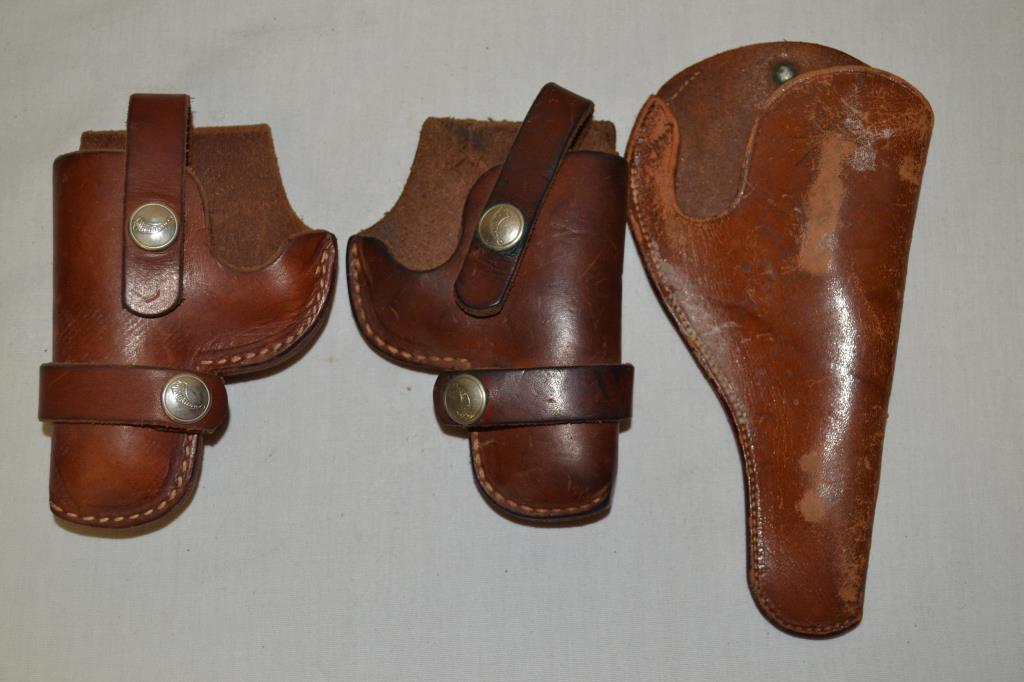 2 Right & 1 Left Small Brown Leather Holsters