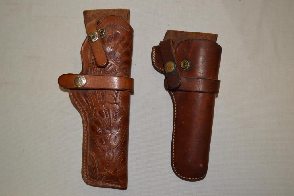 2 Right Revolver Brown Leather Holsters.