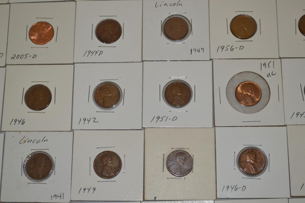 Coins. Wheat & War Pennies in 2x2's. Approx. 199