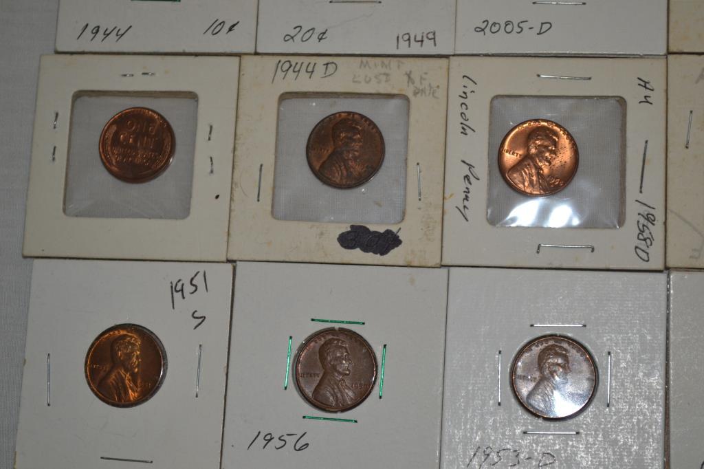 Coins. Wheat & War Pennies in 2x2's. Approx. 199