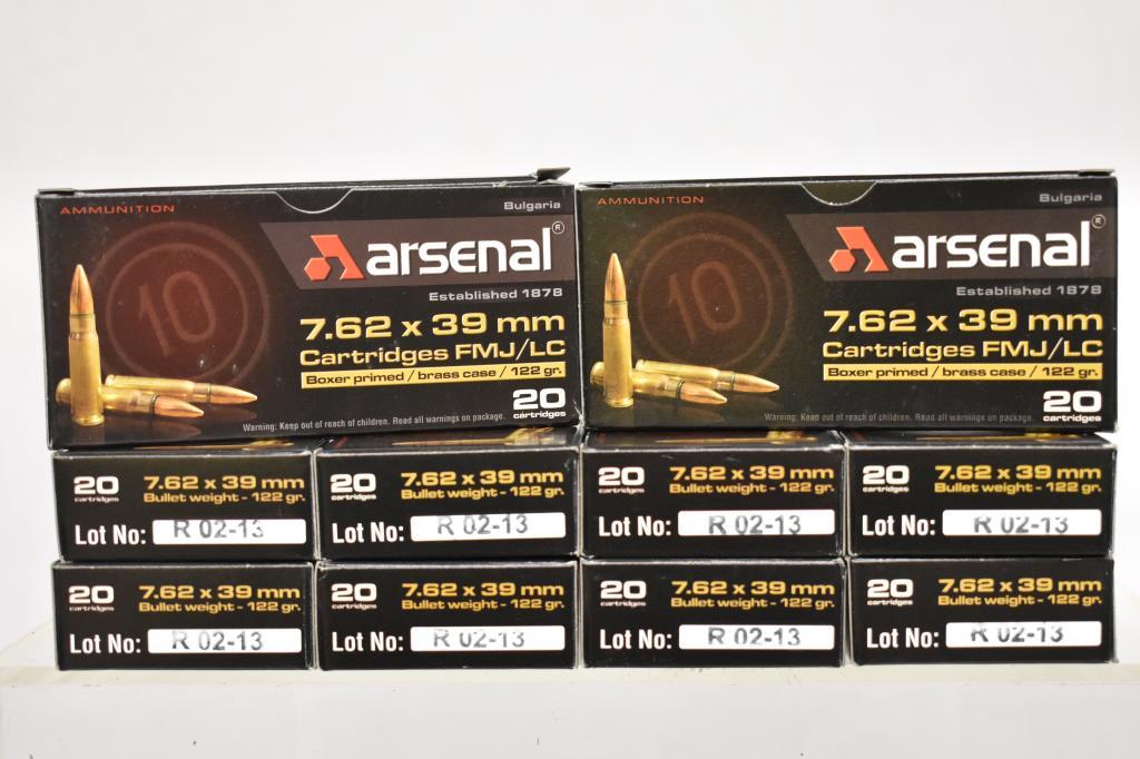 Ammo. Arsenal 7.62 x 39mm. 122 Gr. 200 Rds