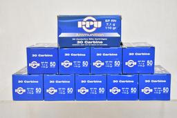 Ammo. PPU 30 Carbine, 110 Gr. 500 Rds