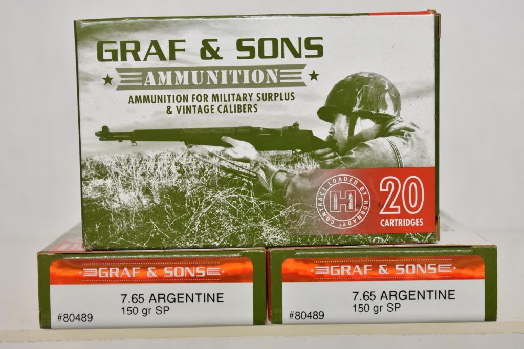Ammo. Graft & Sons 7.65 Argentine,150 Gr. 60 Rds