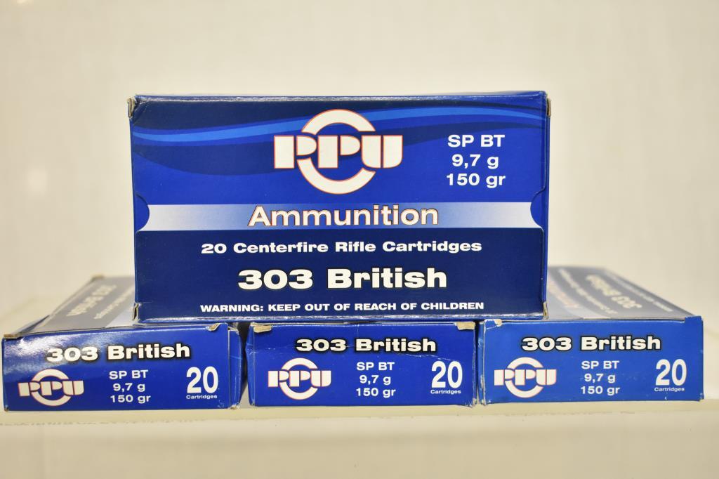 Ammo. PPU 303 British, 150 Gr. 80 Rds.