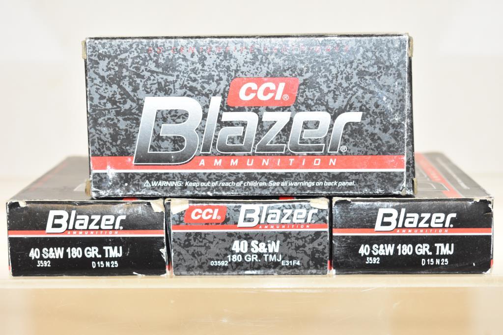Ammo. Blazer 40 S&W, 180 GR, 200 Rds, 4 Boxes