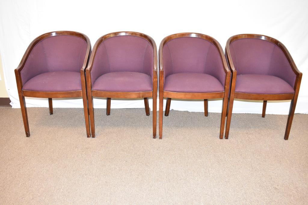 4 Mid-Century Occasional Chairs w/ Wood Trim